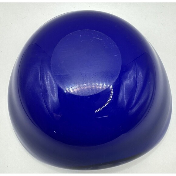 Vintage MCM Blue Glass Ashtray Murano Cobalt Blue Aqua Glitter Triangular - Picture 5 of 8